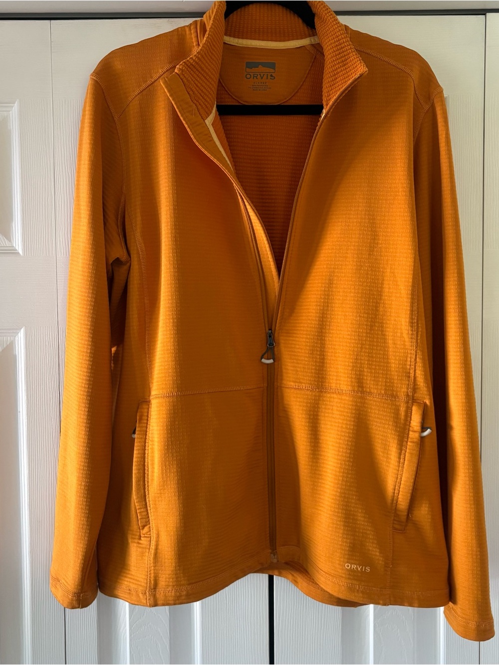 Orvis Men’s Orange Zip-Front Jacket, XL. EUC.